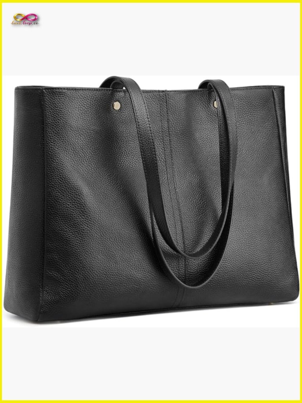 Soft Leather Work Tote Bag Large Capacity Satchel Handbag with Luggage Sleeve